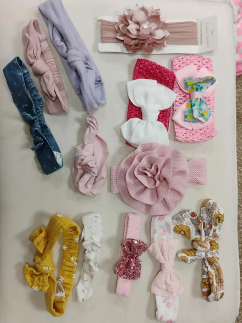 20 Pc Baby Girl Headband Hair Accessory Lot Bows Flowers Cat Ears